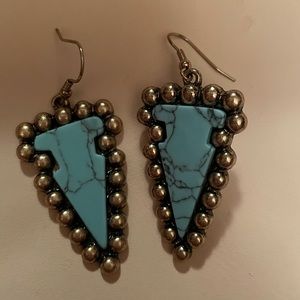 Turquoise brass earrings
